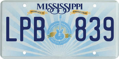 MS license plate LPB839