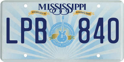 MS license plate LPB840
