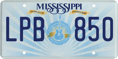 MS license plate LPB850