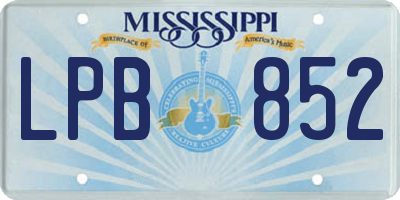 MS license plate LPB852