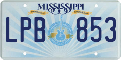 MS license plate LPB853