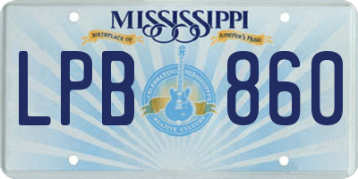 MS license plate LPB860