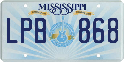 MS license plate LPB868