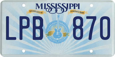 MS license plate LPB870