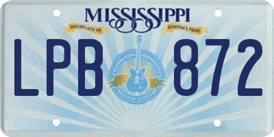 MS license plate LPB872