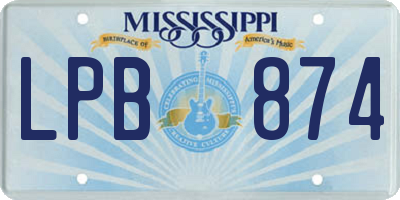 MS license plate LPB874