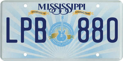 MS license plate LPB880