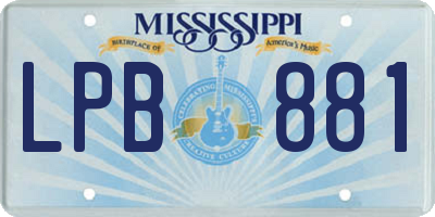 MS license plate LPB881