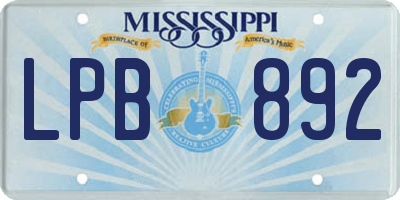 MS license plate LPB892