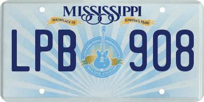 MS license plate LPB908
