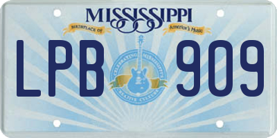 MS license plate LPB909