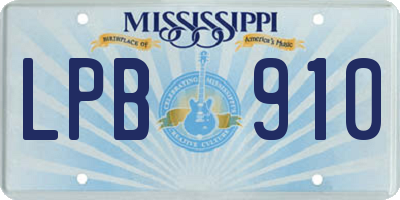 MS license plate LPB910