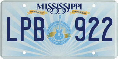 MS license plate LPB922