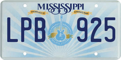 MS license plate LPB925