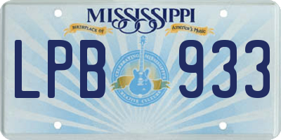 MS license plate LPB933