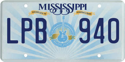 MS license plate LPB940