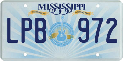 MS license plate LPB972