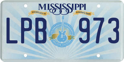 MS license plate LPB973