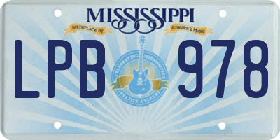 MS license plate LPB978