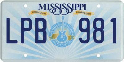 MS license plate LPB981