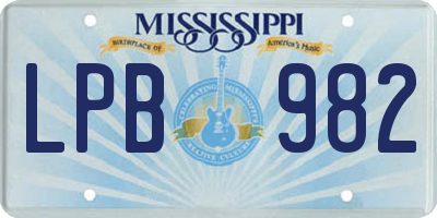 MS license plate LPB982