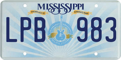 MS license plate LPB983