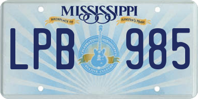 MS license plate LPB985