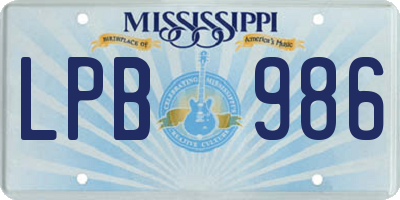 MS license plate LPB986