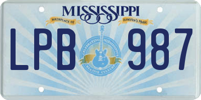 MS license plate LPB987