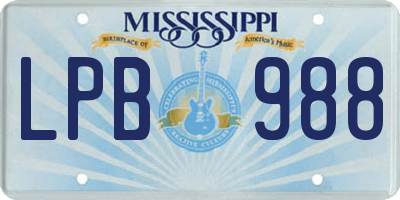 MS license plate LPB988
