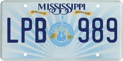 MS license plate LPB989