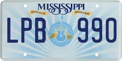 MS license plate LPB990