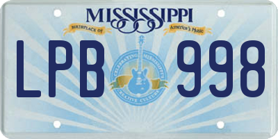 MS license plate LPB998