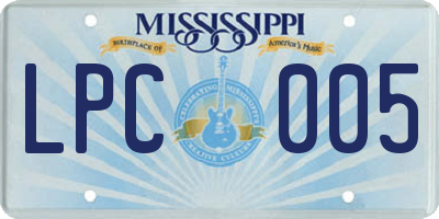 MS license plate LPC005
