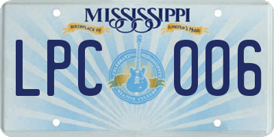MS license plate LPC006