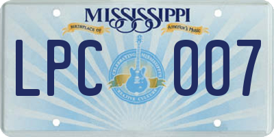 MS license plate LPC007