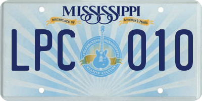 MS license plate LPC010