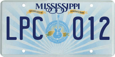 MS license plate LPC012