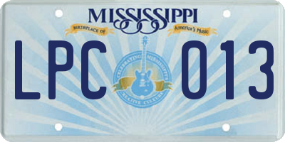 MS license plate LPC013