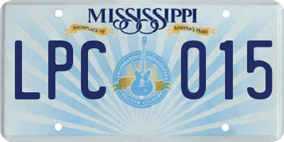 MS license plate LPC015