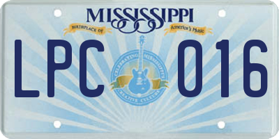 MS license plate LPC016