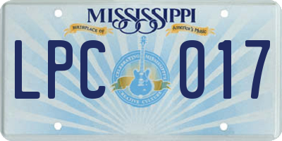 MS license plate LPC017