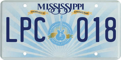 MS license plate LPC018