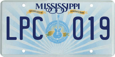 MS license plate LPC019