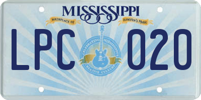 MS license plate LPC020