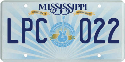 MS license plate LPC022