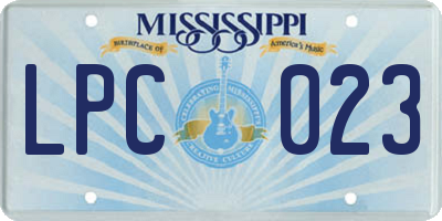 MS license plate LPC023