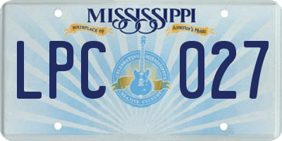 MS license plate LPC027