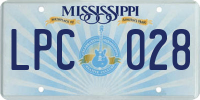 MS license plate LPC028
