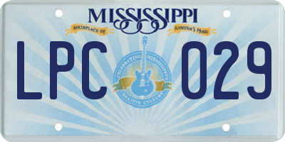 MS license plate LPC029